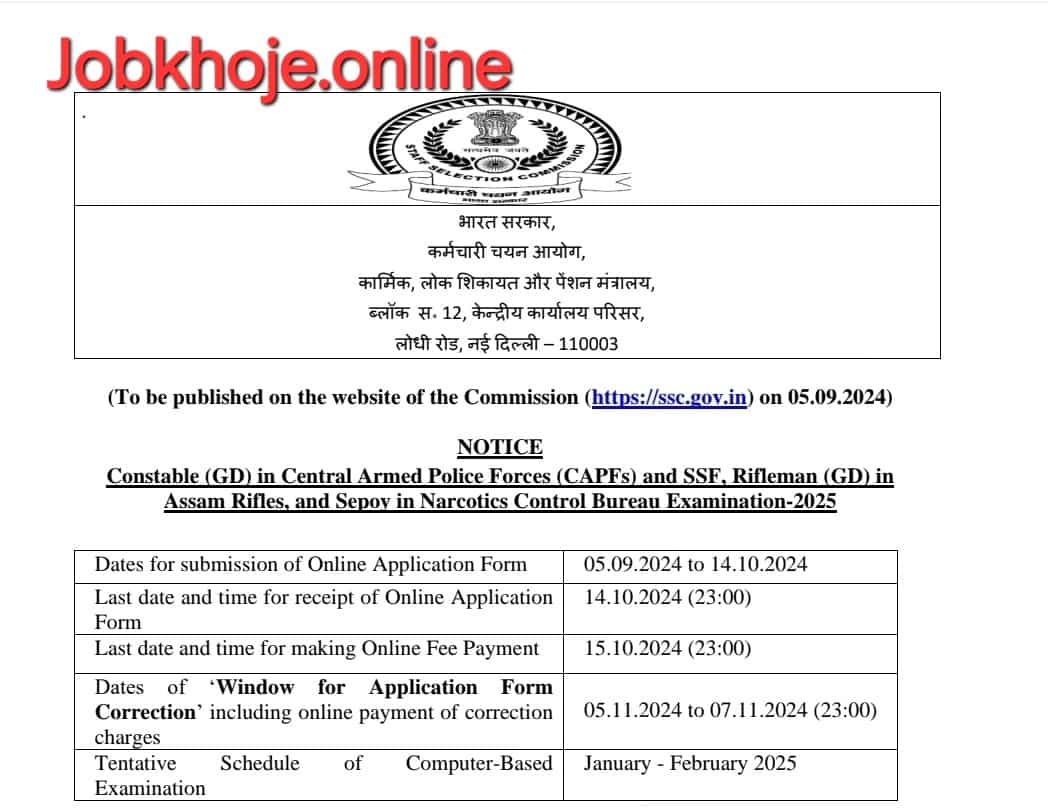 SSC GD NEW BHARTI 2024 -25